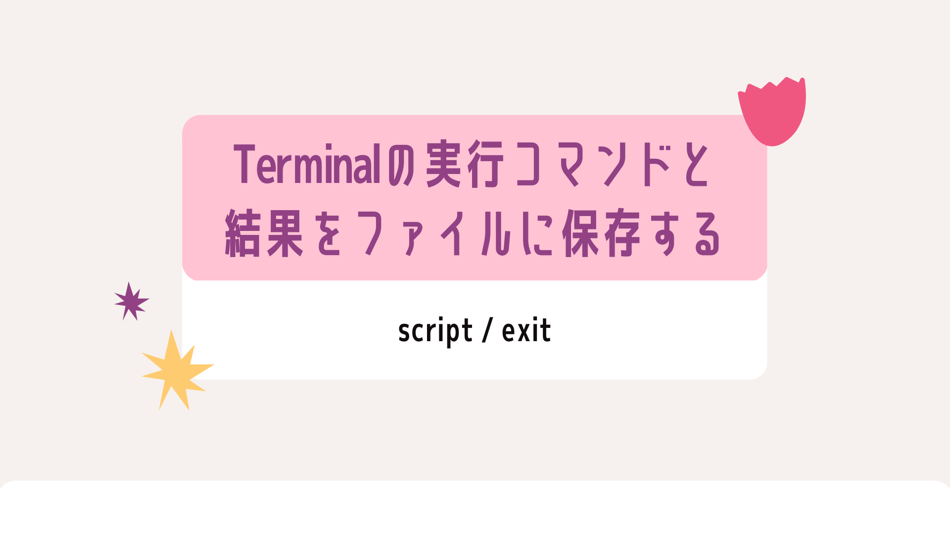 Terminalの実行コマンドと結果を全てファイルに保存する