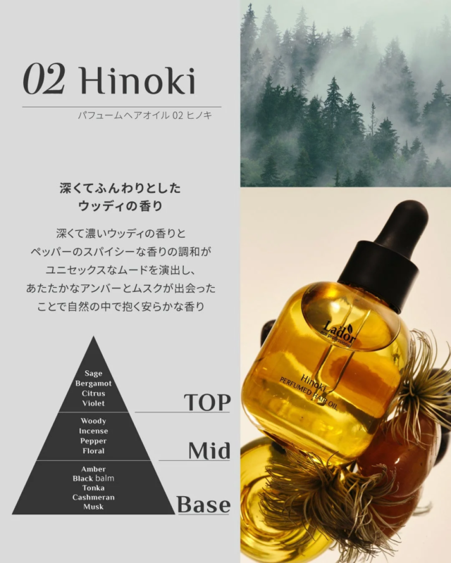 LADOR Perfume Hair Oil Hinoki Scent Description