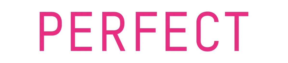 Logotipo de Perfect Corp. en rosa sobre fondo blanco