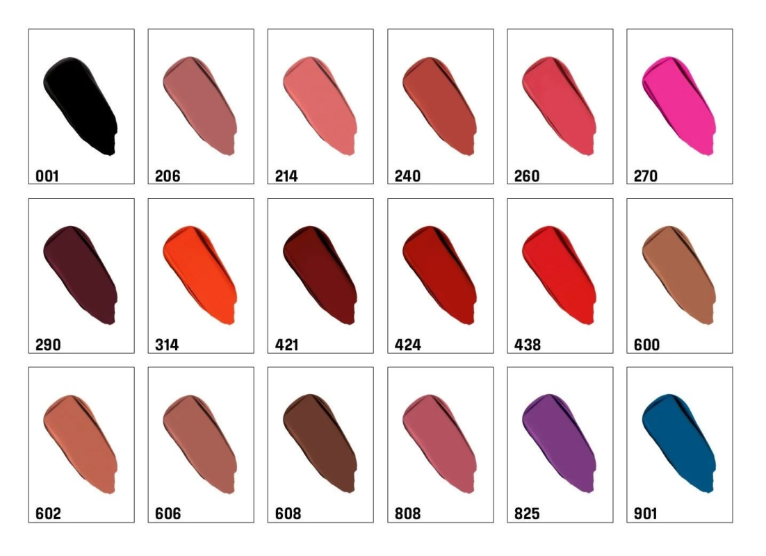 Swatches de Artist Liquid Color Matte