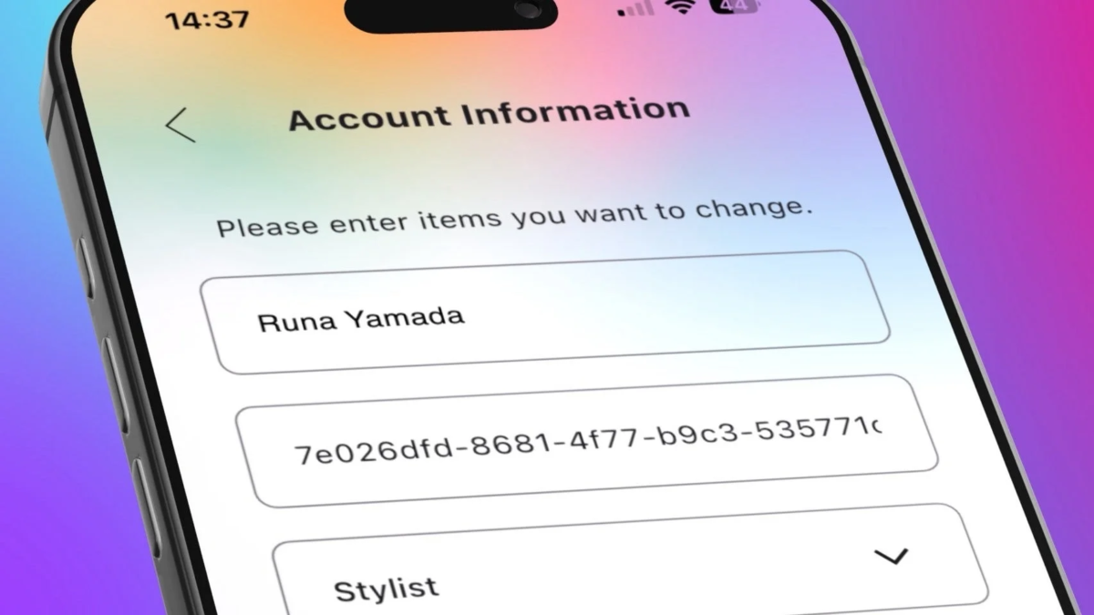 Pantalla de informaci&oacute;n de cuenta de estilista