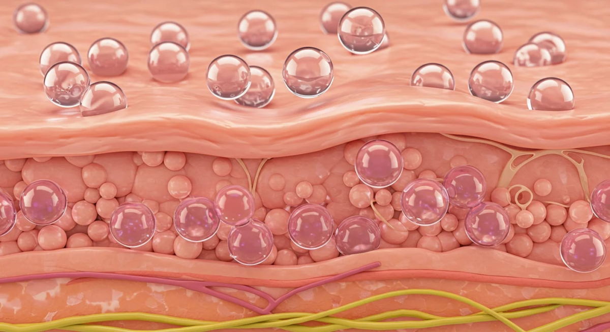 Ilustraci&oacute;n 3D de la penetraci&oacute;n de principios activos en la piel