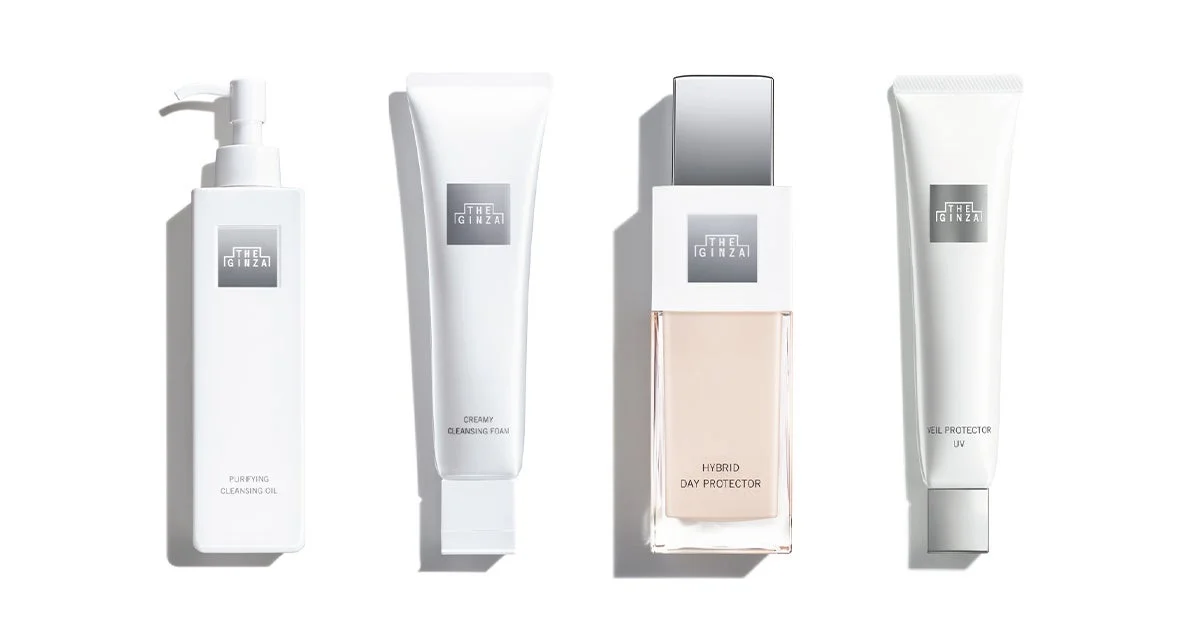 THE GINZA PURIFYING CLEANSING OIL CREAMY CLEANSING FOAM HYBRID DAY PROTECTOR VEIL PROTECTOR UV
