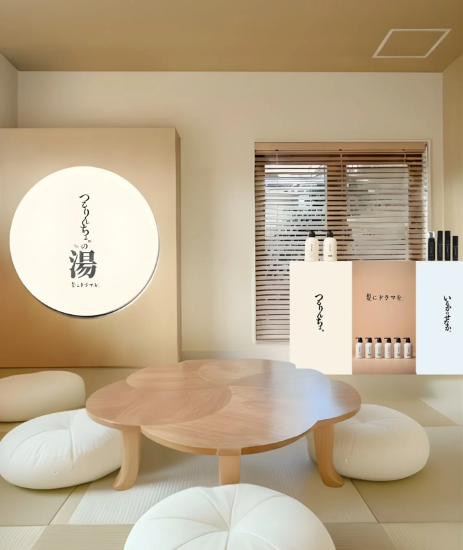 Productos de cuidado capilar de Tsururincho. en un ambiente de spa