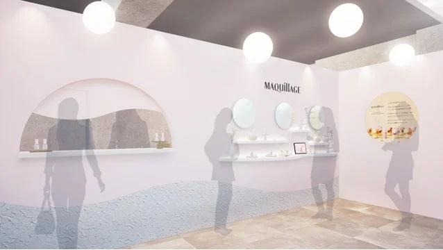 &Aacute;rea de exposici&oacute;n y prueba de la nueva base de maquillaje