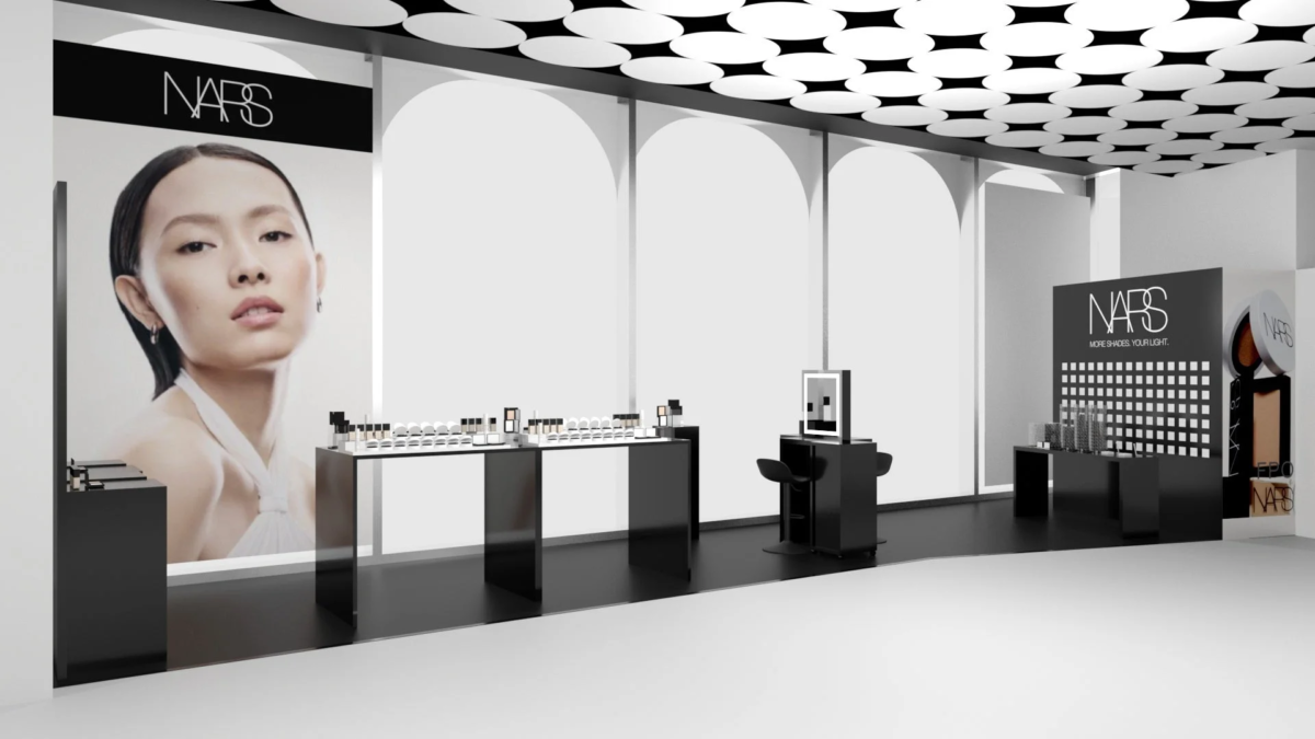 NARSの化粧品販売ブースのCGパース