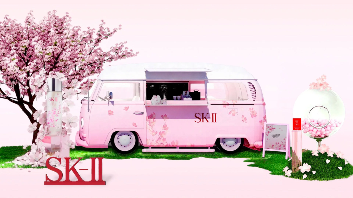 Imagen del cami&oacute;n de comida/evento pop-up de SK-II con sakura