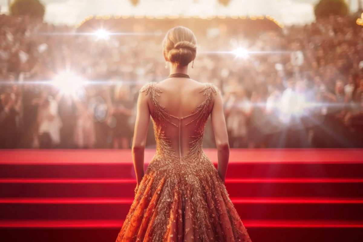 Imagen de una mujer en una alfombra roja, representando el concepto de "protagonista"