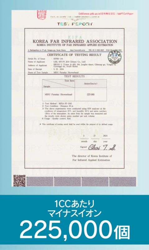 Certificado de prueba de iones negativos