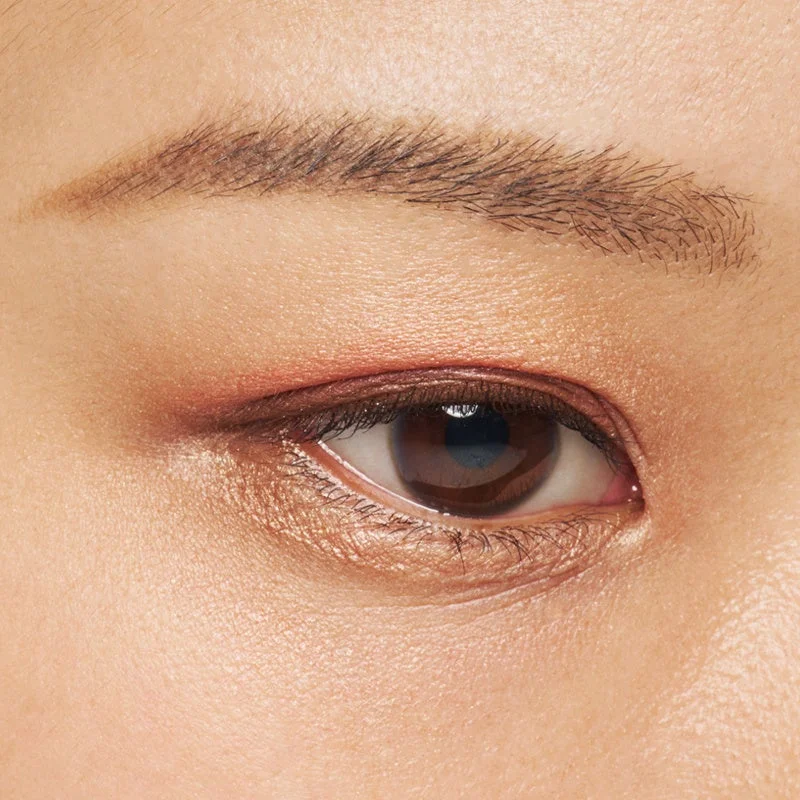 Primer plano de un ojo con maquillaje en tonos marrones