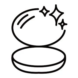 Icono de un compacto abierto con brillo