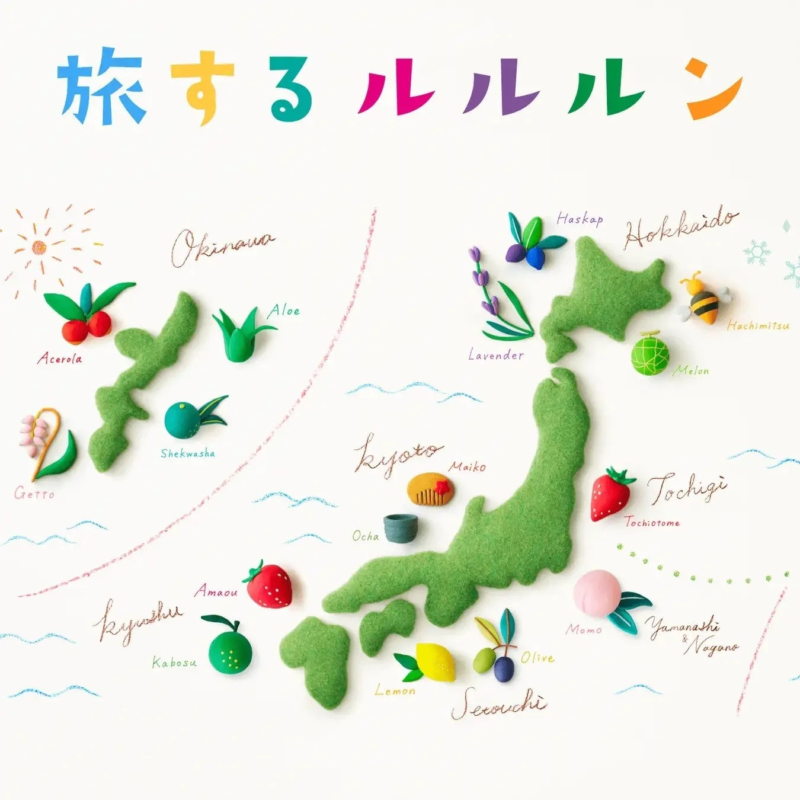 Mapa de Jap&oacute;n con productos Tabisuru LuLuLun