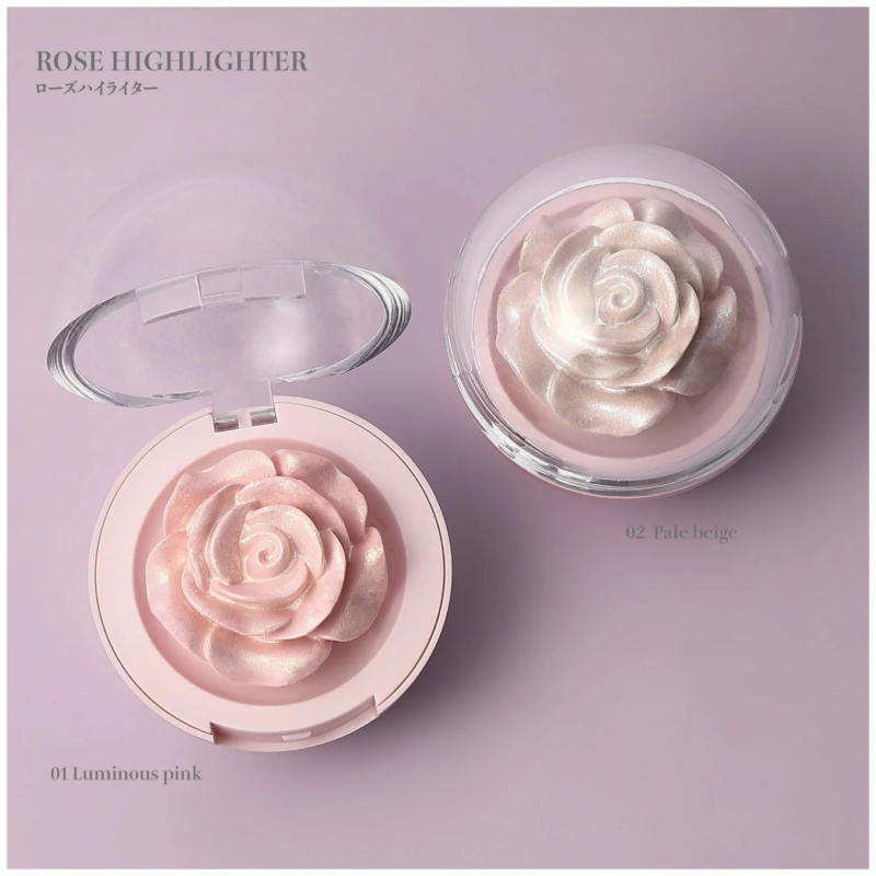 Iluminadores en forma de rosa en rosa luminoso y beige p&aacute;lido