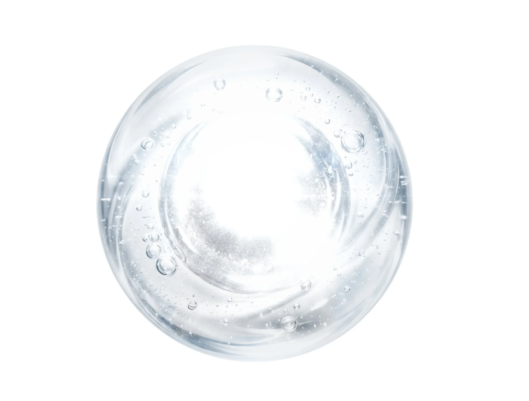 Gel transparente con burbujas