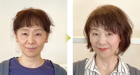 Transformación antes y después de una mujer