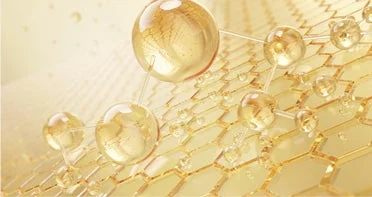 Gotas de oro sobre hexágonos