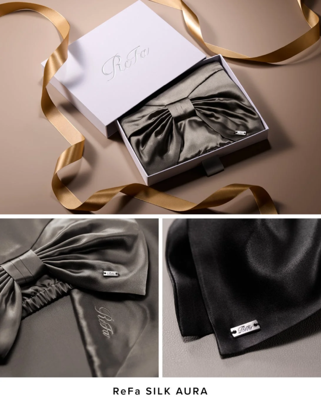 Caja de regalo de ReFa SILK AURA LINE con gorro de noche