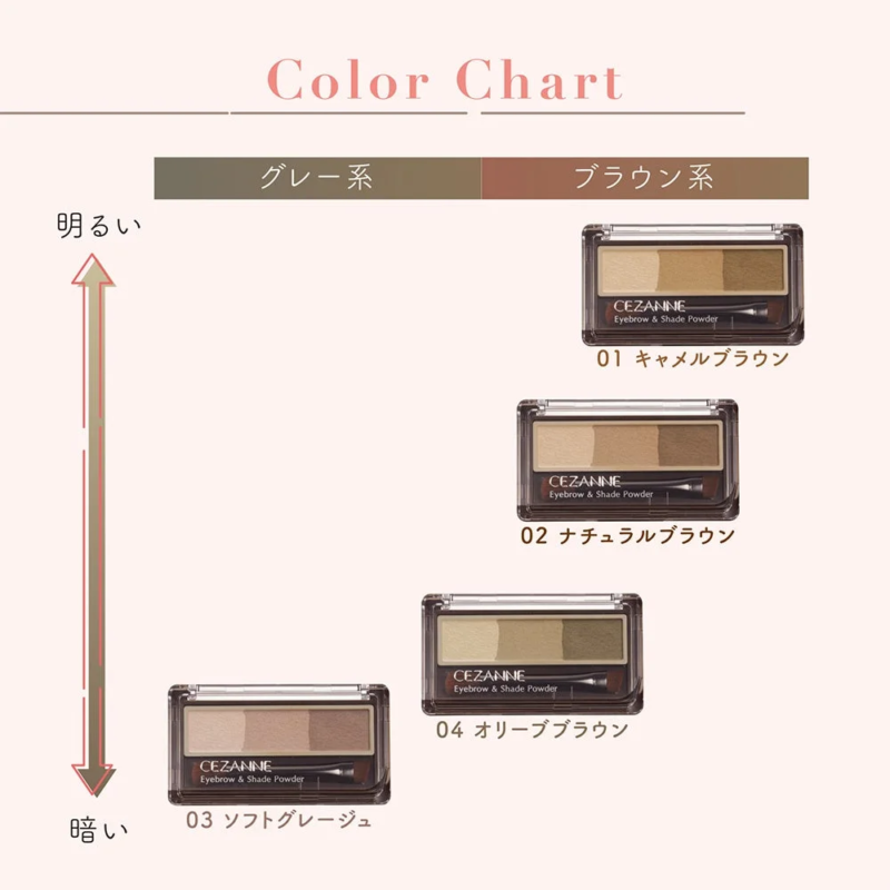 Carta de colores de Cezanne Eyebrow & Shade Powder