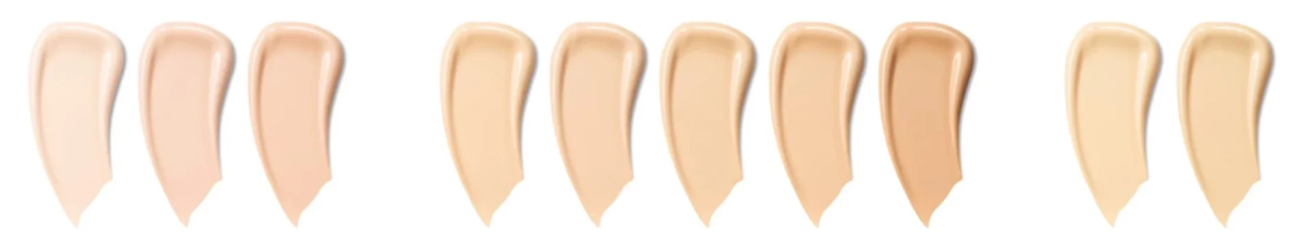 Muestras de tonos de bases de maquillaje