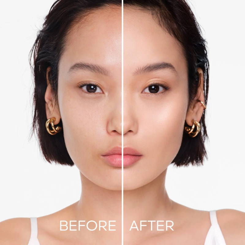 Comparaci&oacute;n de antes y despu&eacute;s de la aplicaci&oacute;n de maquillaje