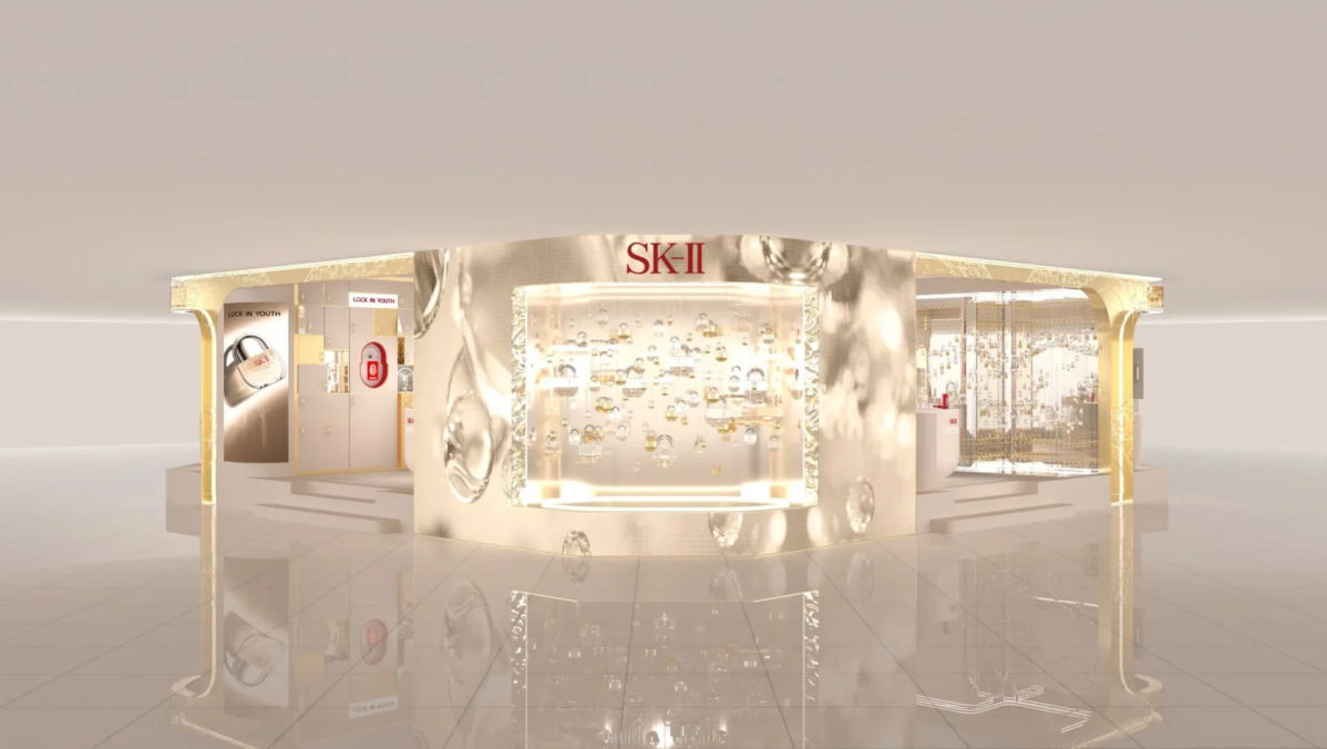 Exhibición lujosa del evento pop-up de SK-II