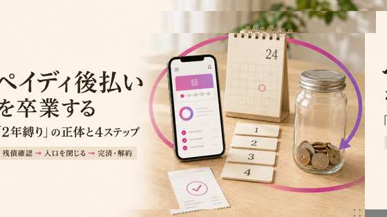 ペイディ後払いを卒業する4ステップ｜スマホアプリ・カレンダー・貯金瓶のイメージ