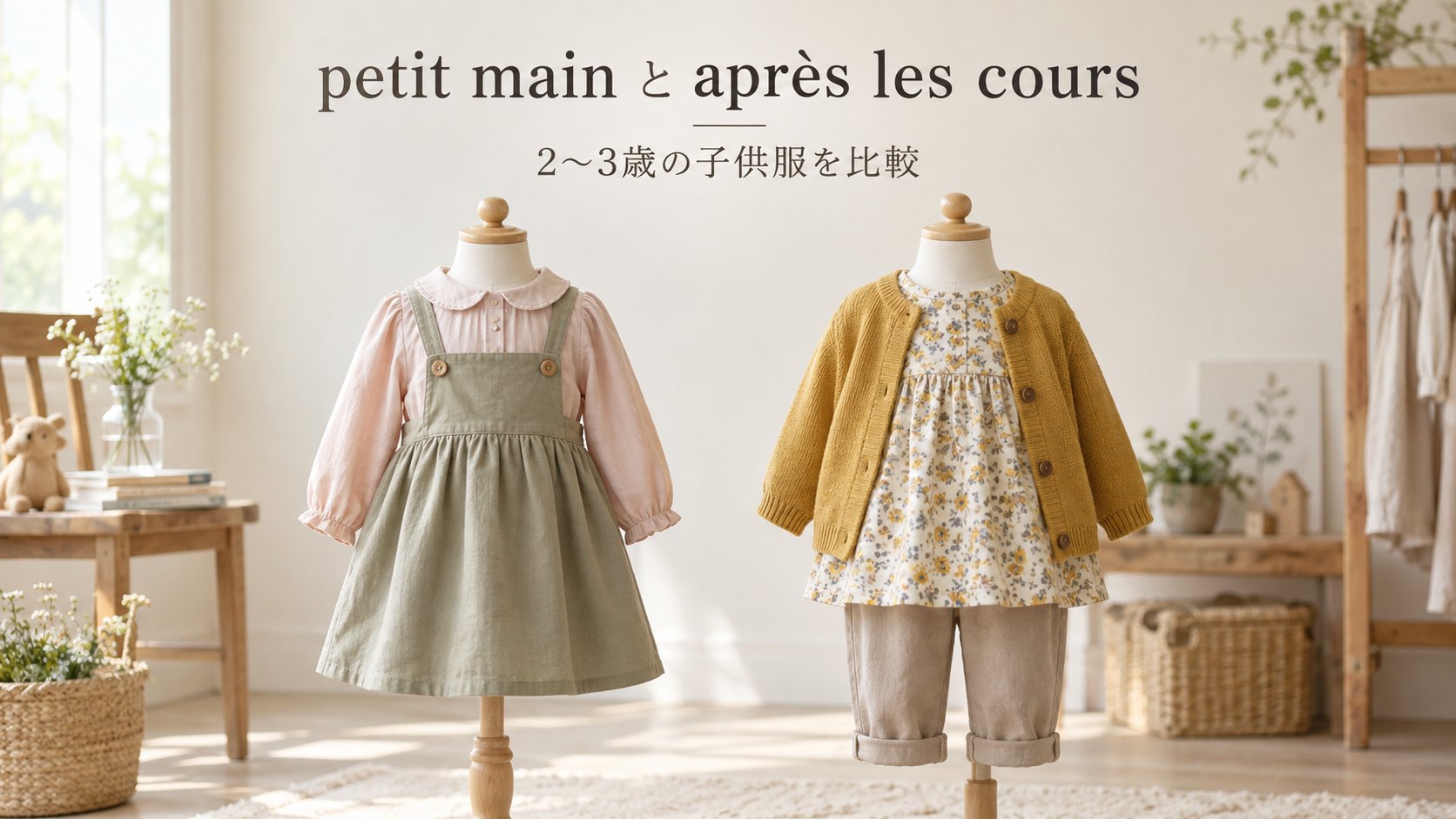 petit mainとaprès les cours 2〜3歳の子供服を比較