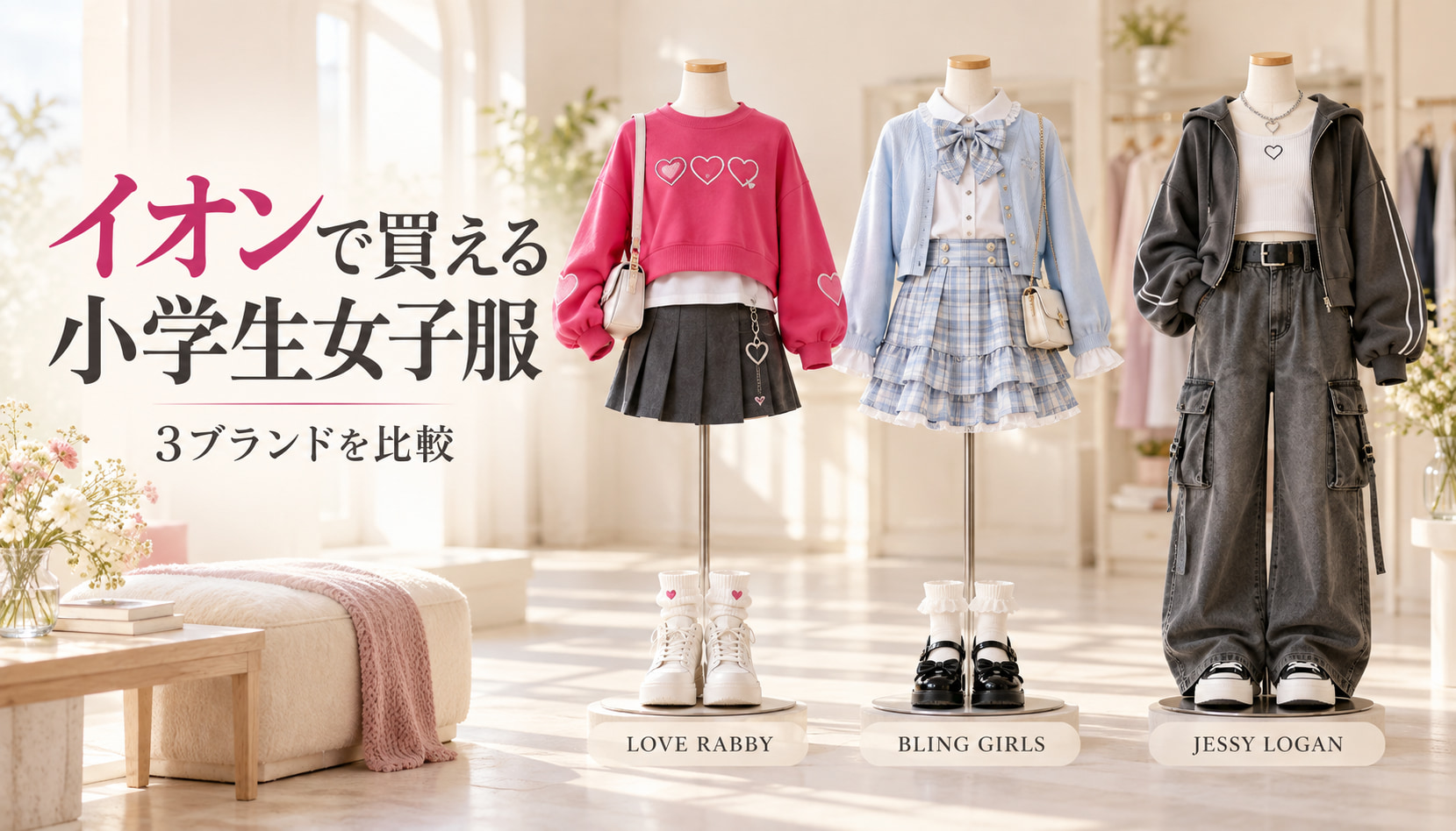 イオンで買える小学生女子向けブランド3選（ラブラビ・ブリングガールズ・ジェシーローガン）